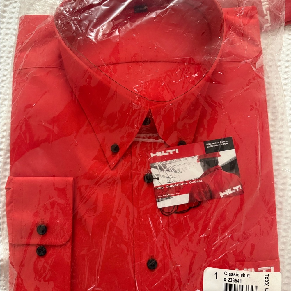 Hilti Long Sleeve Red Dress Shirt for Men- Brand New with Tags